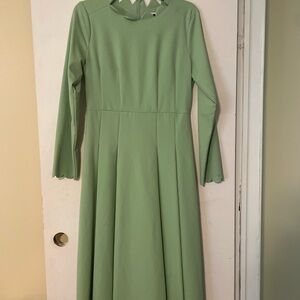 Dainty Jewells Green Long Sleeve Dress Scalloped